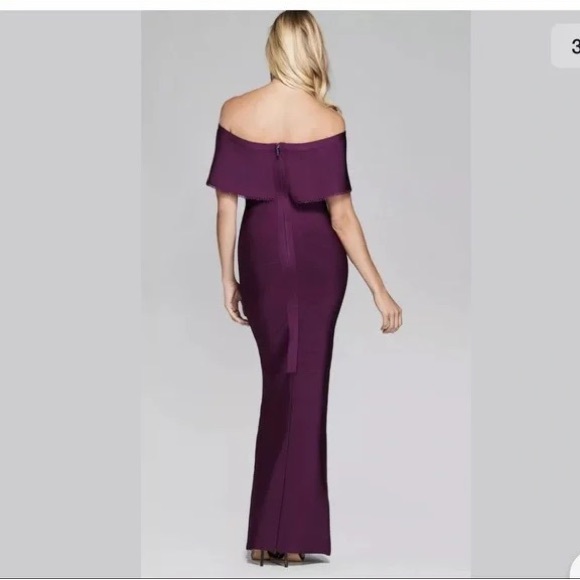 NWOT Marciano Meldon Off The Shoulder Bandage Gown in Plum - Picture 11 of 14